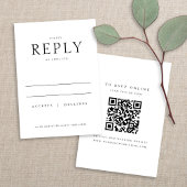 Chic Elegante Minimalistische Schwarz-Weiß-Hochzei RSVP Karte