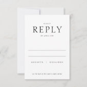Chic Elegante Minimalistische Schwarz-Weiß-Hochzei RSVP Karte (Vorderseite)