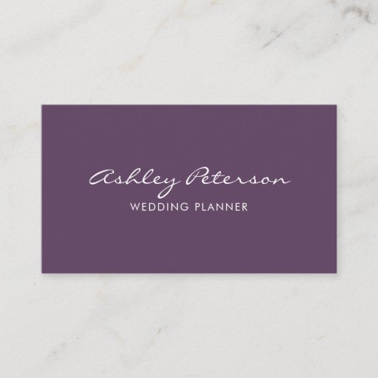 Chic Elegante Minimalistische Violettschrift Visitenkarte (Vorderseite)