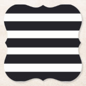 Chic Elegante Moderne Schwarz-Weiß Streifen Untersetzer (Vorderseite)