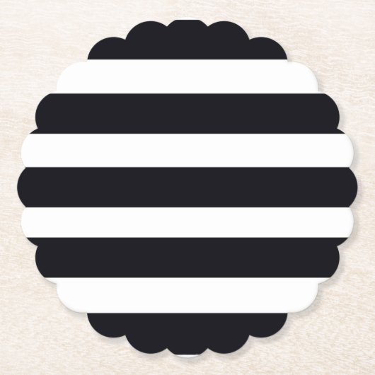 Chic Elegante Moderne Schwarz-Weiß Streifen Untersetzer (Vorderseite)