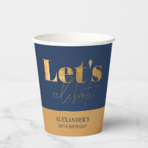Chic Elegante Navy Gold Geburtstag Lasst uns feier