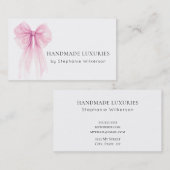 Chic Elegante Pink Bow Business Card Visitenkarte (Vorne/Hinten)