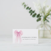Chic Elegante Pink Bow Business Card Visitenkarte (Stehend Vorderseite)