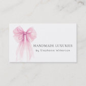 Chic Elegante Pink Bow Business Card Visitenkarte (Vorderseite)