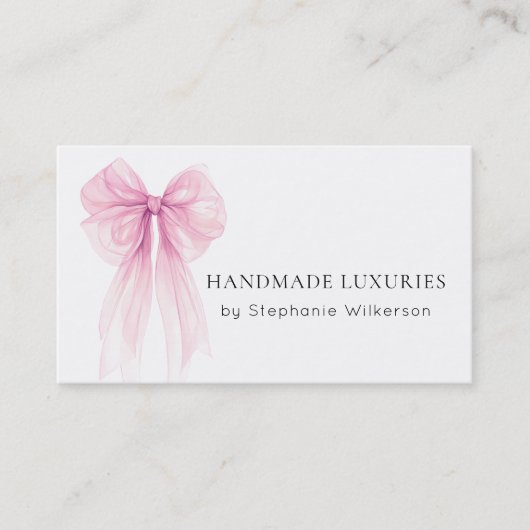 Chic Elegante Pink Bow Business Card Visitenkarte (Vorderseite)