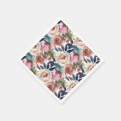 Chic Elegante Romantische Dunkle Rose Hochzeit Serviette (Ecke)