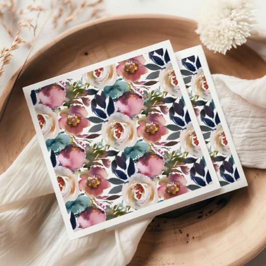 Chic Elegante Romantische Dunkle Rose Hochzeit Serviette