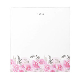 Chic Elegante Romantische Rosa Blume Notizblock