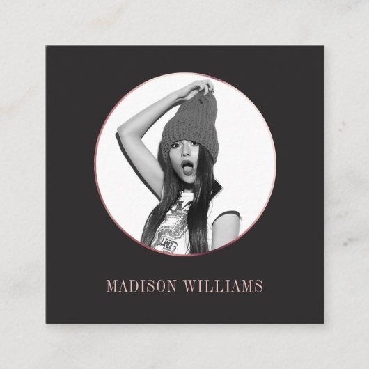 Chic Elegante Rose Gold Foto Einzigartige Social M Telefonnummerkarte (Vorderseite)