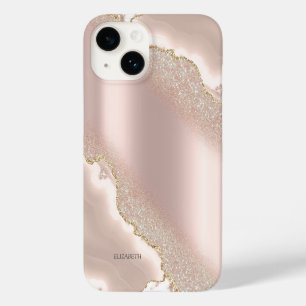 Chic Elegante Rose Gold Glitzer Marbella Case-Mate iPhone 14 Hülle
