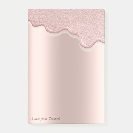 Chic Elegante Rose Gold Glitzer Tropfen Post-it Klebezettel (Vorderseite)