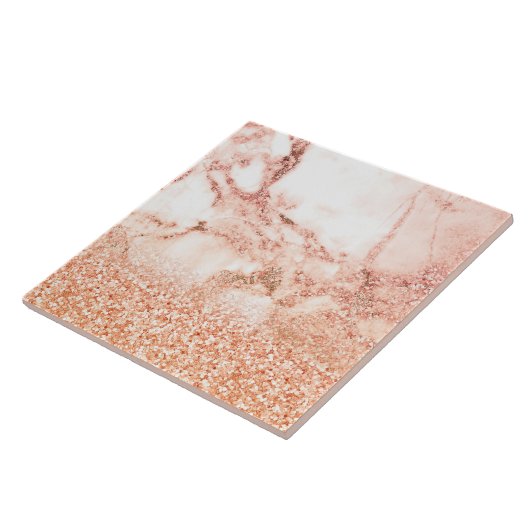 Chic Elegante Rose Gold Ombre Glitzer Marmor Fliese (Seite)