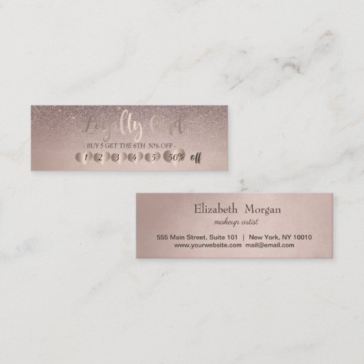 Chic Elegante Rose Goldene Herzen, Glitzer Treuekarte (Vorne/Hinten)