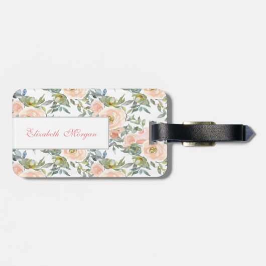 Chic Elegante Rose, Motivierend Botschaft Gepäckanhänger (Rückseite horizontal)