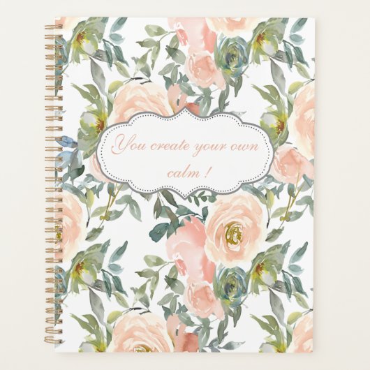 Chic Elegante Rose, Motivierend Botschaft Planer (Vorderseite)