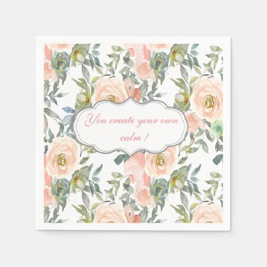 Chic Elegante Rose, Motivierend Botschaft Serviette (Vorderseite)