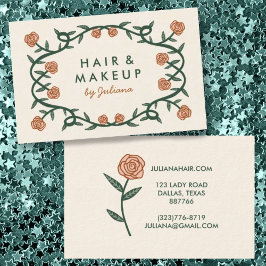 Chic Elegante Rose Rahmen Blumenrosa Creme Visitenkarte