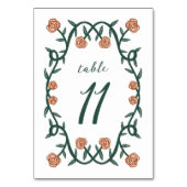 Chic Elegante Rose Rahmen botanisches BlumengrünPi Tischnummer (Rückseite)