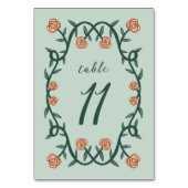 Chic Elegante Rose Rahmen botanisches BlumengrünPi Tischnummer (Rückseite)