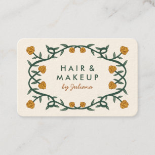 Chic Elegante Rose Rahmen Floral Gold Creme Visitenkarte
