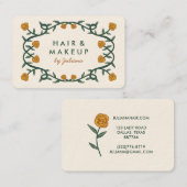 Chic Elegante Rose Rahmen Floral Gold Creme Visitenkarte (Vorne/Hinten)