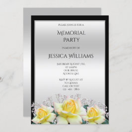 Chic Elegante Rose Silver Memorial Party Einladung