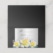 Chic Elegante Rose Silver Wedding Platzkarte (Außenseite Aufgefaltet)