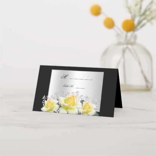 Chic Elegante Rose Silver Wedding Platzkarte (Vorderseite)
