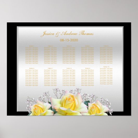 Chic Elegante Rose Silver Wedding Poster (Vorne)