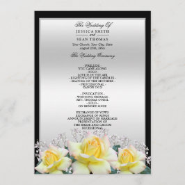 Chic Elegante Rose Silver Wedding Programm