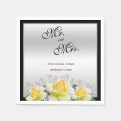 Chic Elegante Rose Silver Wedding Serviette (Vorderseite)