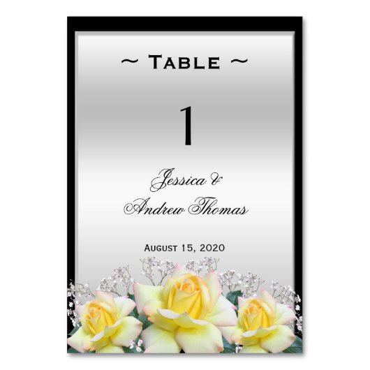Chic Elegante Rose Silver Wedding Tischnummer (Vorderseite)