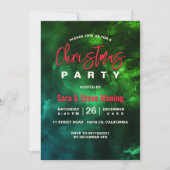 Chic elegante Rot-grüne Marmor Kunst Weihnachten Einladung (Vorderseite)