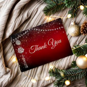 Chic elegante Rote Ornamente Weihnachten Einladung