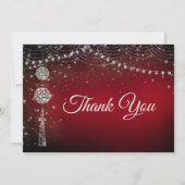 Chic elegante Rote Ornamente Weihnachten Einladung (Vorderseite)