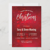 Chic elegante rote Schneeflocken Weihnachten Einladung (Vorderseite)