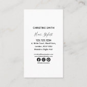 Chic Elegante Schwarz-Weiß-Blume Visitenkarte (Rückseite)