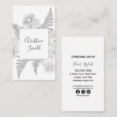 Chic Elegante Schwarz-Weiß-Blume Visitenkarte (Vorne/Hinten)