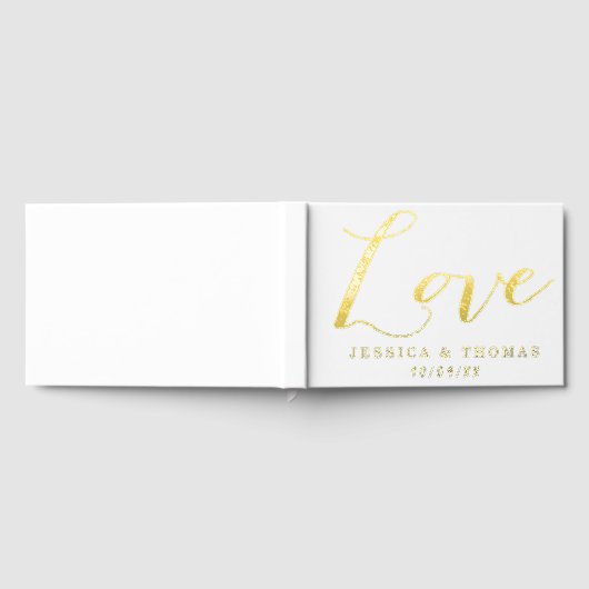 Chic Elegante Script "Liebe" Real Foil Wedding Gästebuch (Voll)