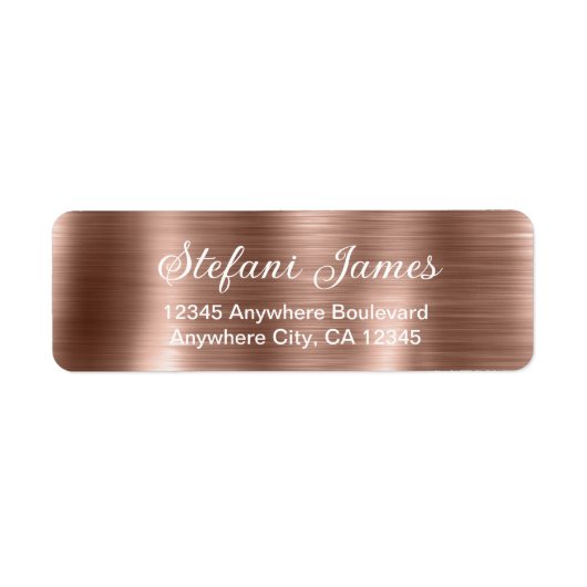 Chic Elegante Script Metallic Rose Gold Label (Vorne)