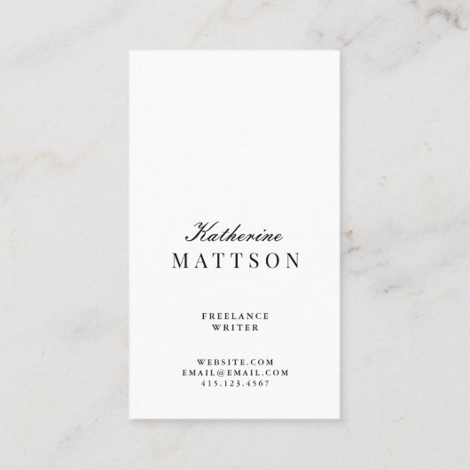 Chic Elegante Typografie Black + White Visitenkarte (Rückseite)