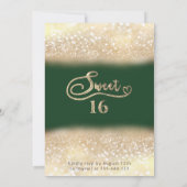 Chic elegante vergoldete glatter ombre grün einladung (Rückseite)