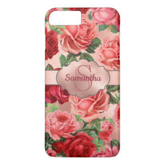 Chic Elegante Vintag rosa Rote Rosen Blumenname Case-Mate iPhone Hülle
