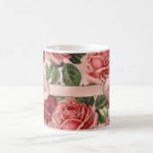 Chic Elegante Vintag rosa Rote Rosen Blumenname Kaffeetasse (Mittel)