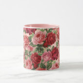Chic Elegante Vintag rosa Rote Rosen Blumenname Tasse (Zentrum)