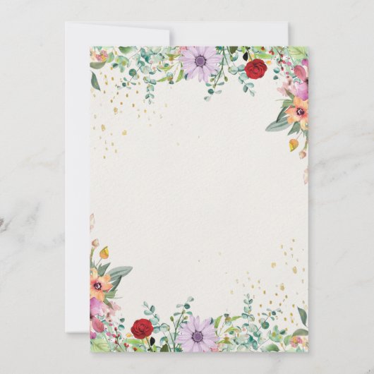 Chic Elegante Watercolor Wildblumen Blumenzehen Einladung (Rückseite)