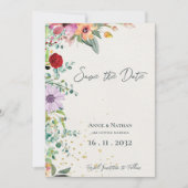 Chic Elegante Watercolor Wildblumen Blumenzehen Save The Date (Vorderseite)
