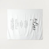 Chic Elegante Wedding Black & White Bar Menu Wandteppich (Vorderseite (Horizontal))