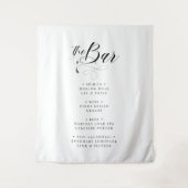 Chic Elegante Wedding Black & White Bar Menu Wandteppich (Vorderseite)